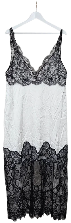 ZARA Damen Maxikleid mit Spitze, weiß - Gr. L - Bild 1