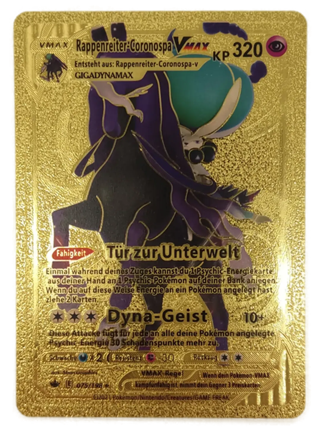 Pokémon Sammelkarte Goldfolie Vmax Rappenreiter-Coronospa Vmax - Bild 1