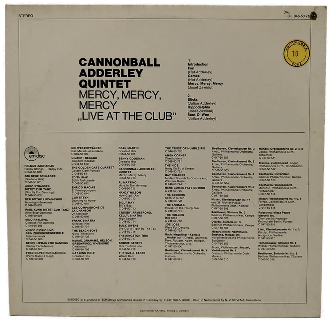 Vinyl Cannonball Adderley Quintet — Live At The Club | Club-Atmosphäre – Bild 2