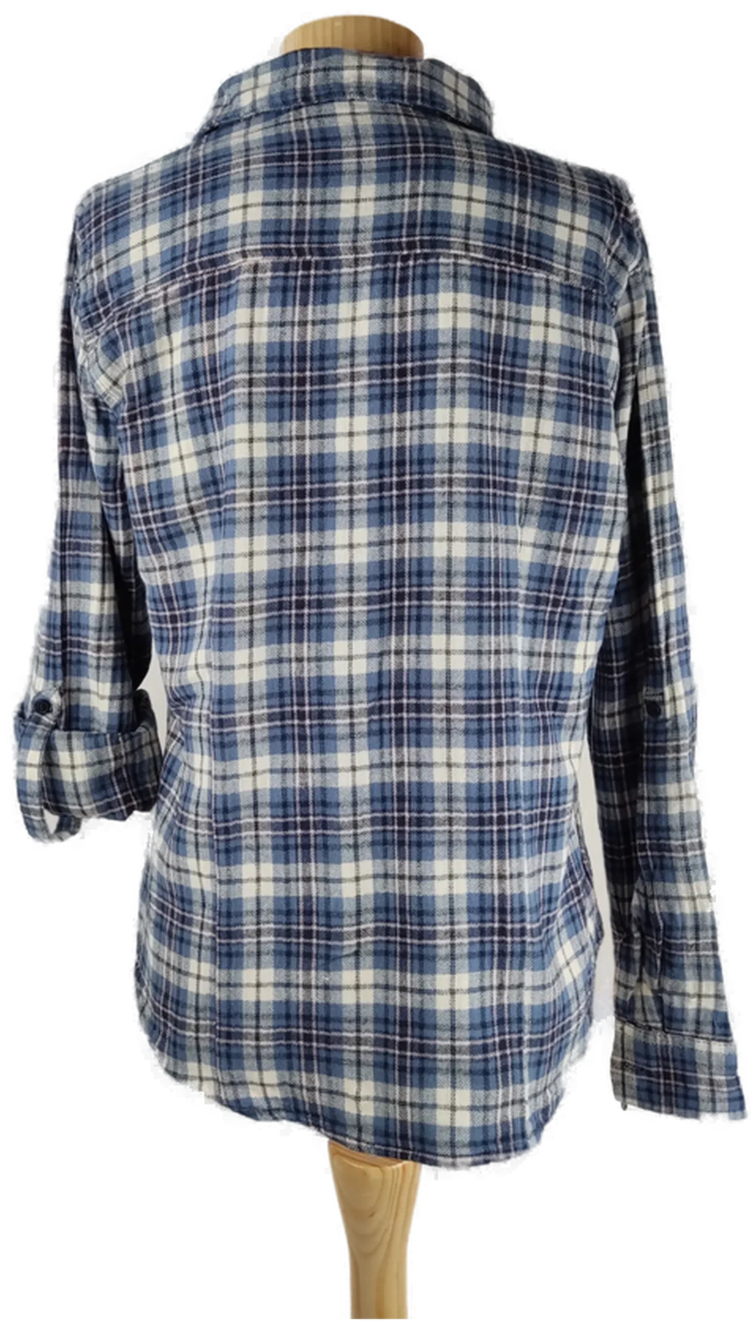 Bluse "Primark', langarm mit Hemdkragen, blau/beige kariert, Größe 40 – Bild 3