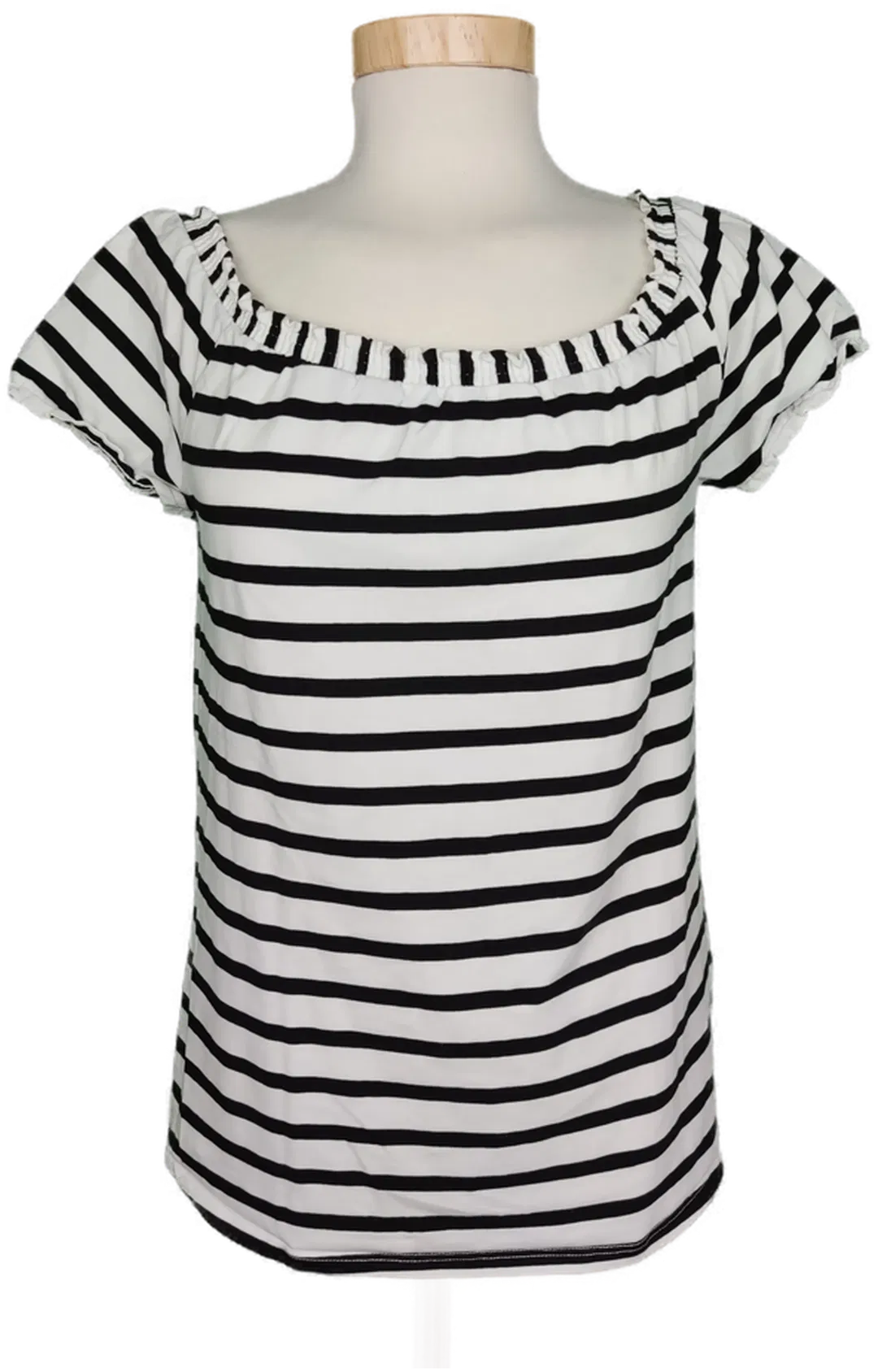 Orsay Damen Shirt mit Gummizug im Ausschnitt schwarz/weiß - M/38 - Bild 1