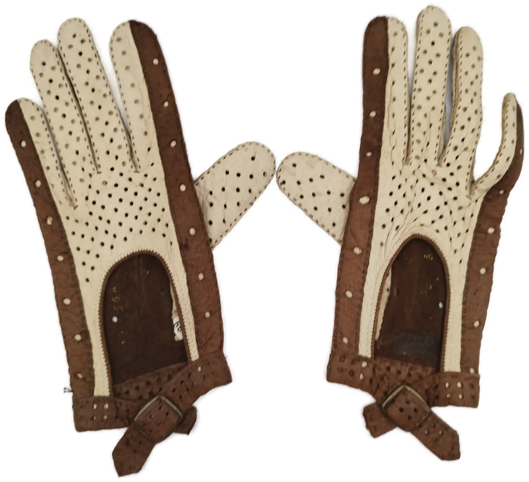 Vintage Autohandschuhe - braun/creme / ca. 21cm - Bild 1
