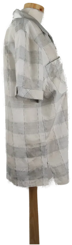 Damenbluse kariert kurzarm grau-weiß-beige - L/40 - Bild 3
