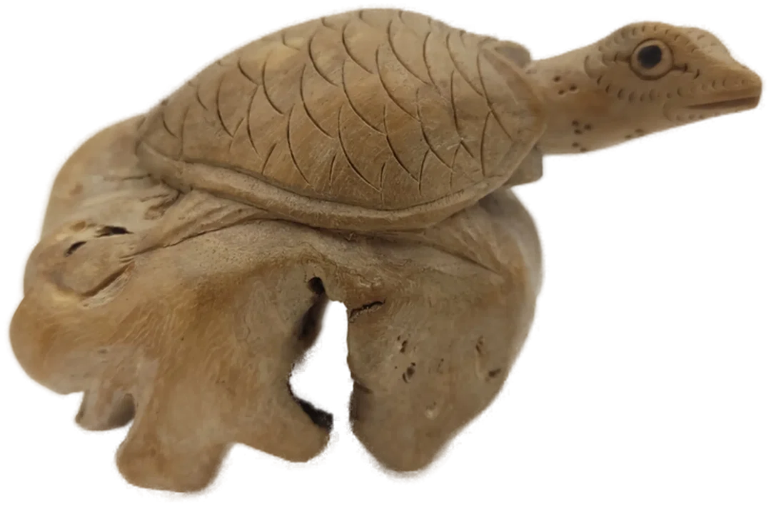 Schildkrötenfigur aus Wurzelholz | Handgeschnizte Glücksbringer - Bild 4