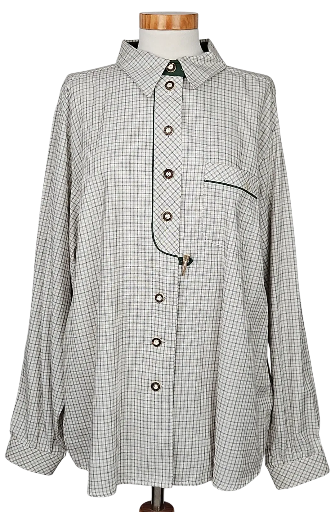 Styrian lady Vintage Damen Trachtenbluse, beige/grün - Gr. XL  - Bild 4