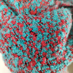 Bemusterter Schal rot/türkis - ca. 180cm / 20% Wolle, 80% Acryl - Bild 3
