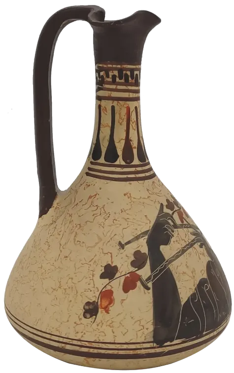 Handgemalte Vase der griechischen Mythologie aus Ton, Höhe 16cm – Bild 3