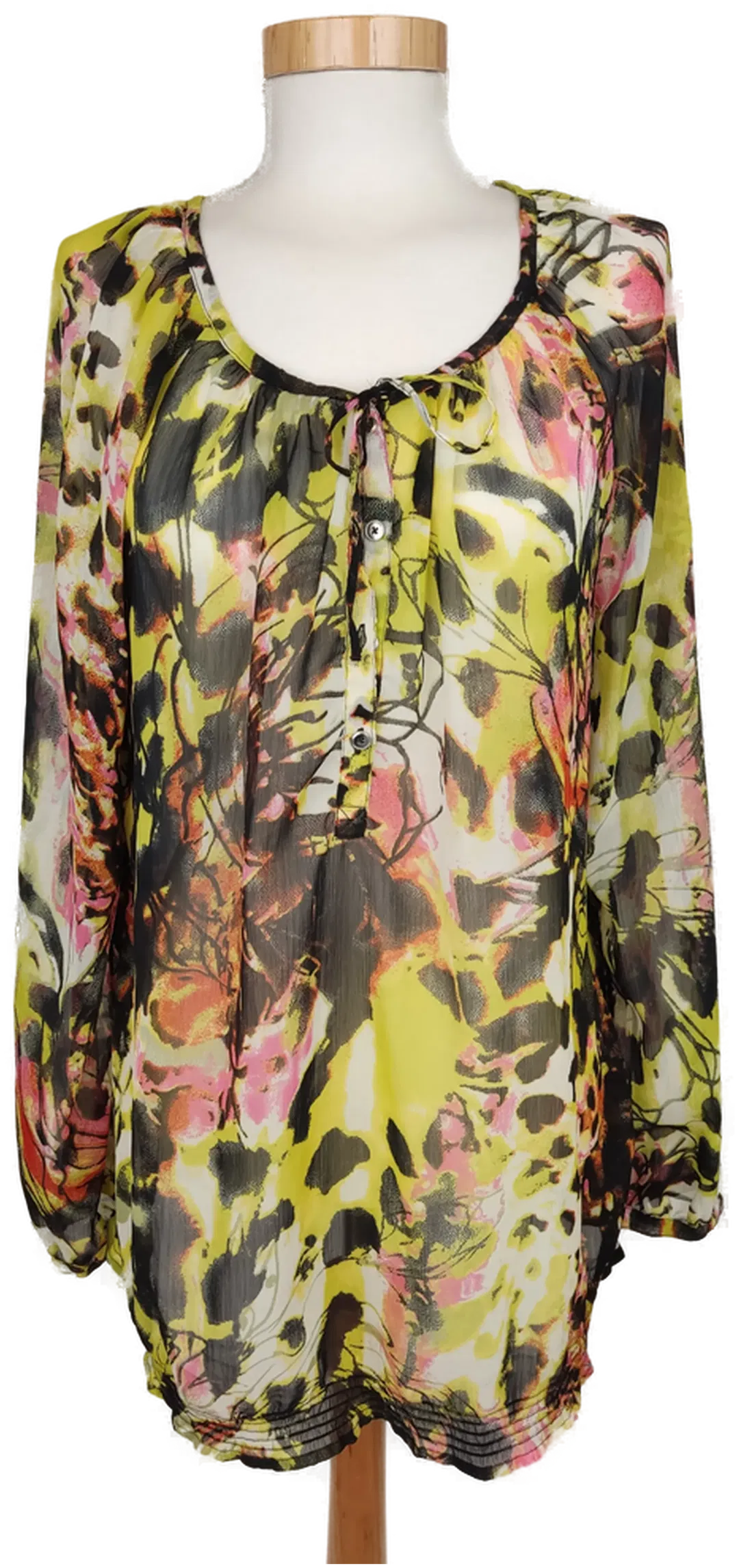 Bonita Damen Bluse schwarz/rosa/gelb gemustert - L/40 - Bild 1