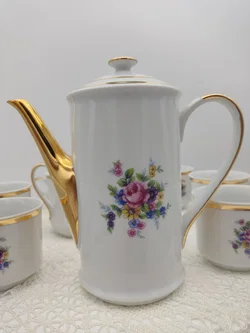  Porzellan-Teeservice mit Kanne & Milchkännchen, Goldrand | Vintage-Charme – Vorschau 10