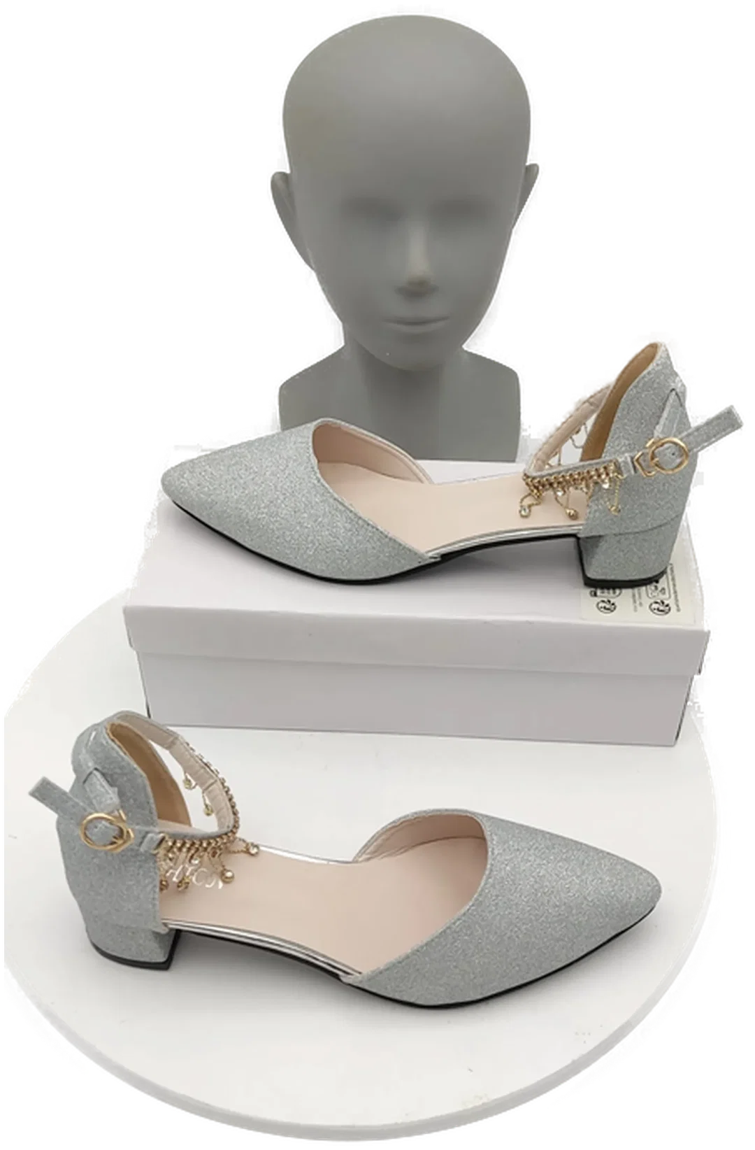 Silberfarbene Glitzer-Pumps mit Strass-Anhängern Gr. 41 | Neu mit Etikett – Bild 5