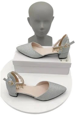 Silberfarbene Glitzer-Pumps mit Strass-Anhängern Gr. 41 | Neu mit Etikett – Vorschau 5