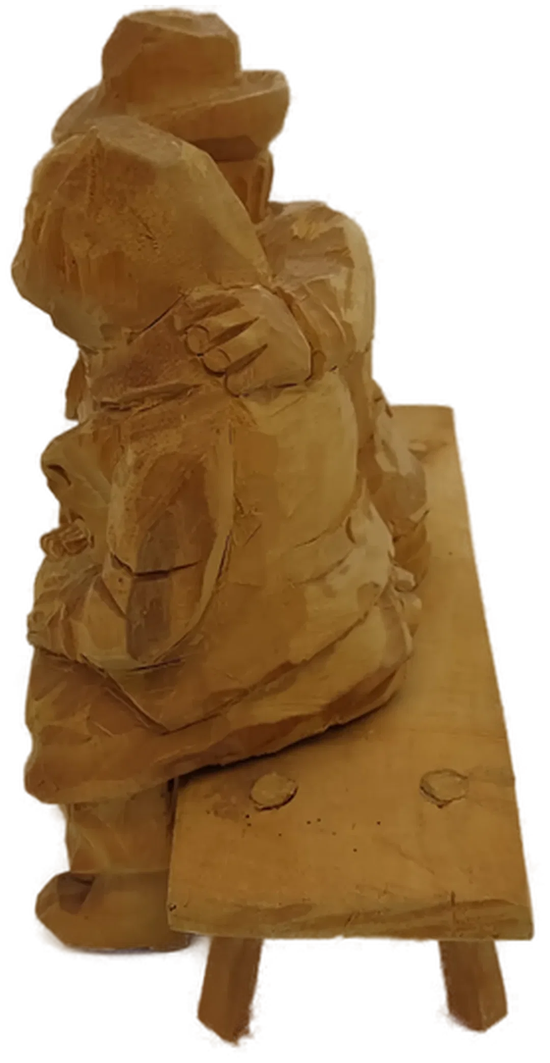 Holz Figur Altes Pärchen auf der Bank – Bild 3