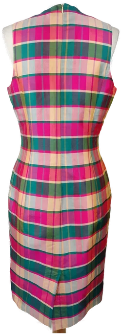 Seiden-Etuikleid Tartan-Karo | Eleganter Vintage-Charme - Bild 2