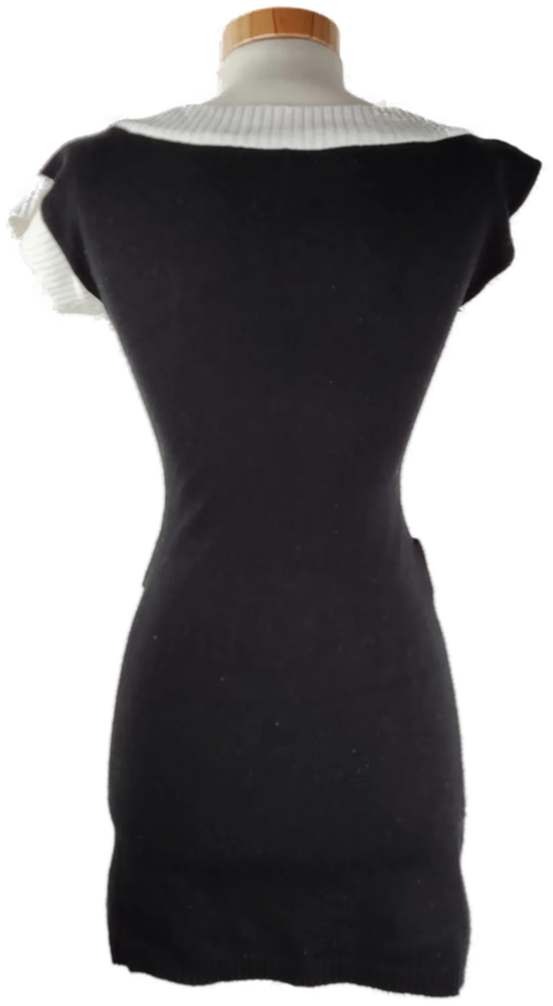 Longpullover 'One Love', ärmellos mit Rundhalsausschnitt, schwarz/weiß mit Knöpfen und Gürtel, Größe XS – Bild 3