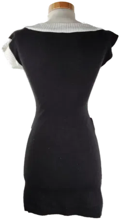 Longpullover 'One Love', ärmellos mit Rundhalsausschnitt, schwarz/weiß mit Knöpfen und Gürtel, Größe XS - Bild 3