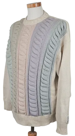 Carlo Colucci Vintage Herren Pullover, grau/beige - Gr. XXL - Made in Germany - Bild 2