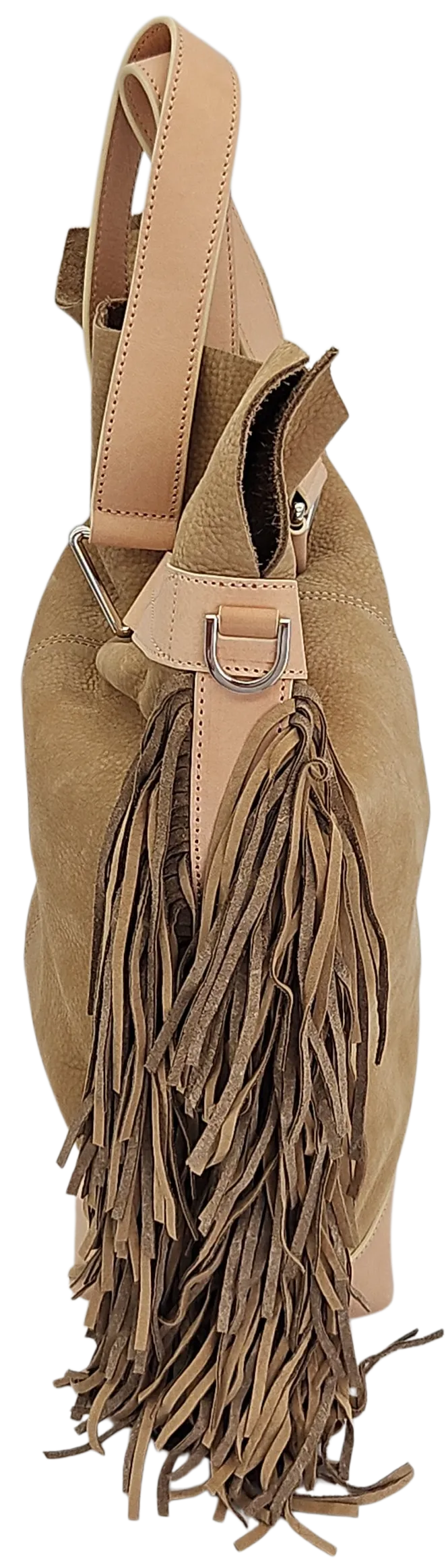 Max V. Koenig Damen Lederhandtasche mit Fransen, beige/creme - Höhe ca. 37 cm – Bild 2