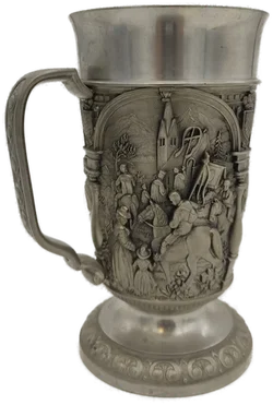Vintage Kraus & Co v. Tischenreuth, Verzierter Zinnbecher, 95% Zinn, Historische Motive  - Bild 3