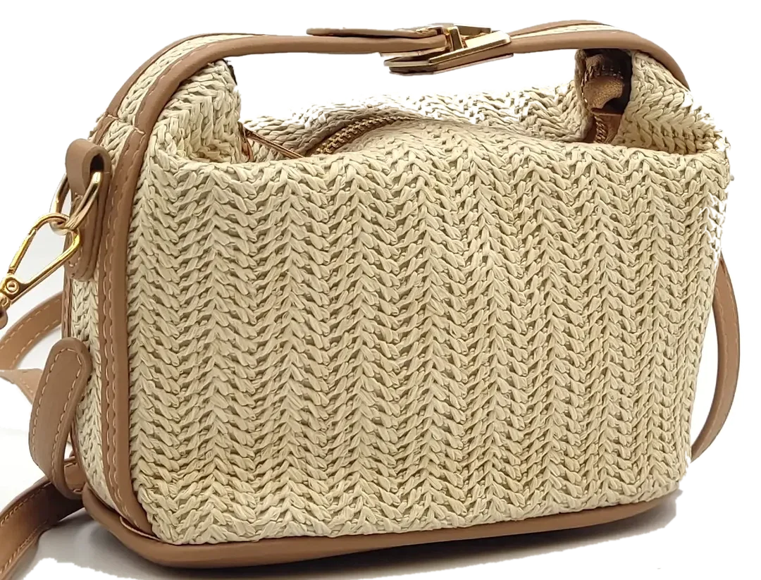 Strohumhängetasche Damen beige  - Bild 1