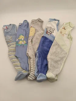5 Baby Strampelhosen, ärmellos, mit Fuß, Gr. 56 – Vorschau 1
