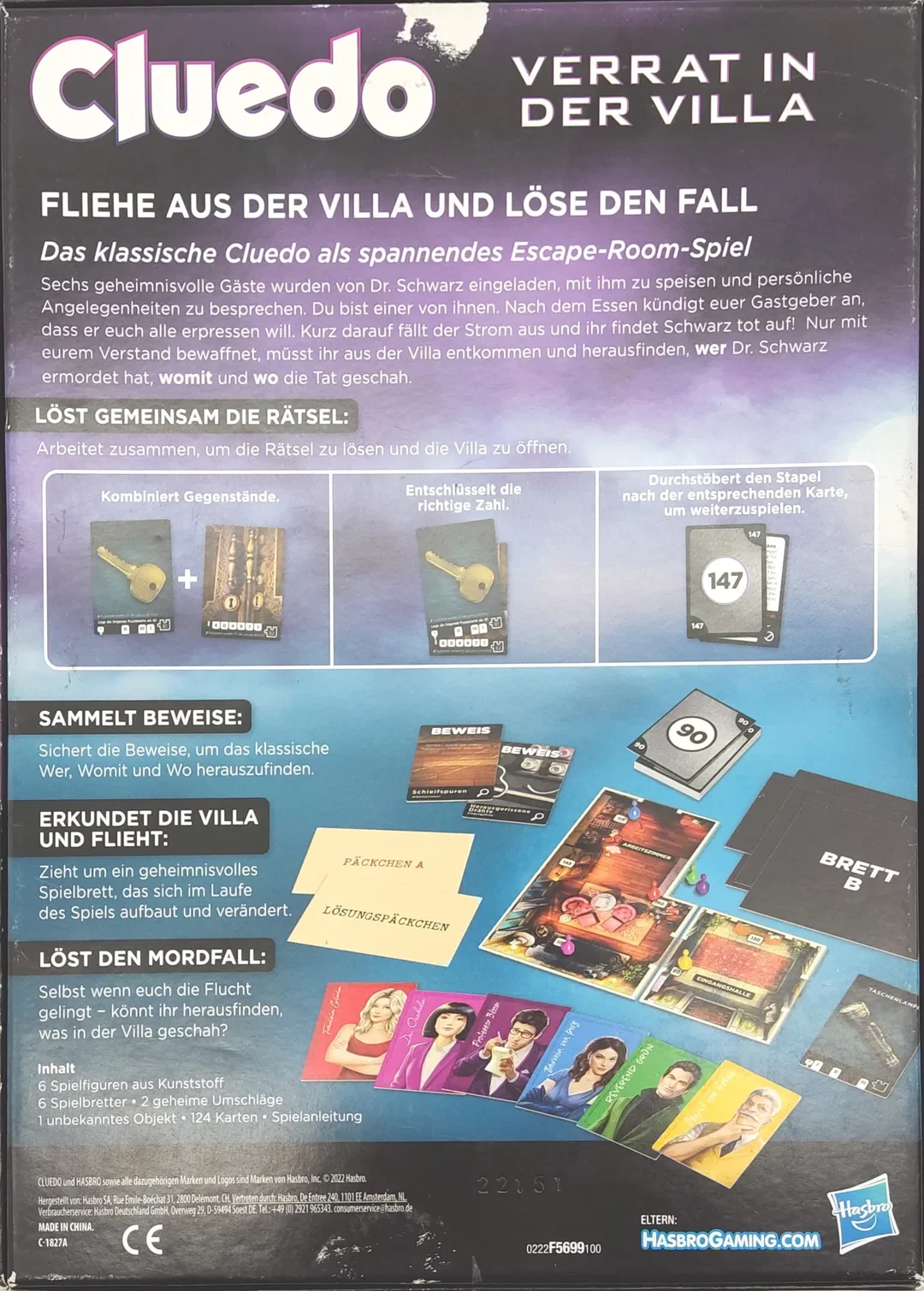 CLUEDO - Verrat in der Villa - Ein Krimi & Rätsel Spiel - Hasbro Gaming – Bild 2