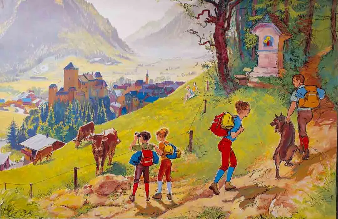 Lehrbild Frühling, Wanderung, Verlag Quirin Haslinger, Linz - Bild 4