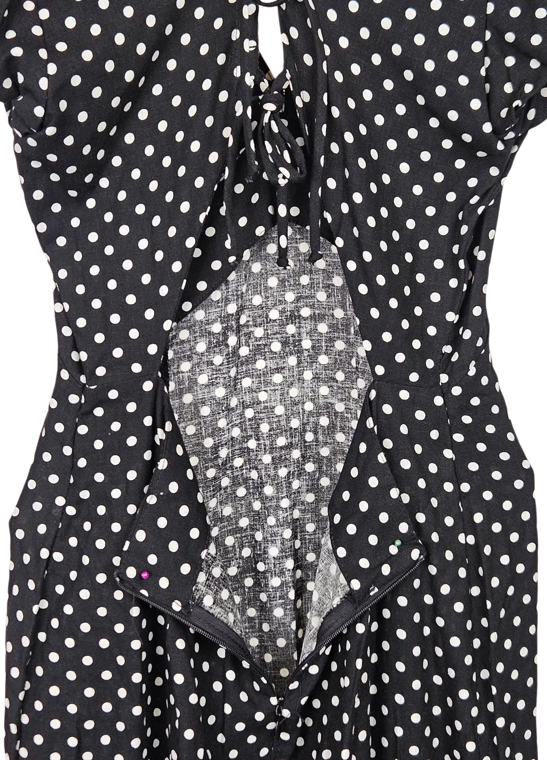 ZARA Damen Maxikleid mit Polka Dots, schwarz/weiß - Gr. S – Bild 4