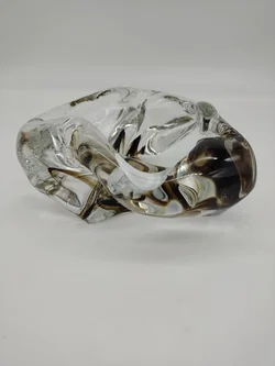 Vintage Glasschale / Aschenbecher mit rauchgrauen Einschlüssen – Vorschau 4