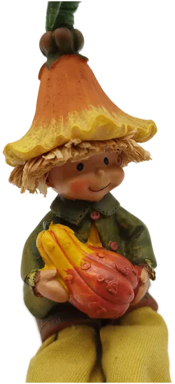 Kleine Ton-Figur mit Butternut Kürbis - ca. 13cm hoch - Bild 2