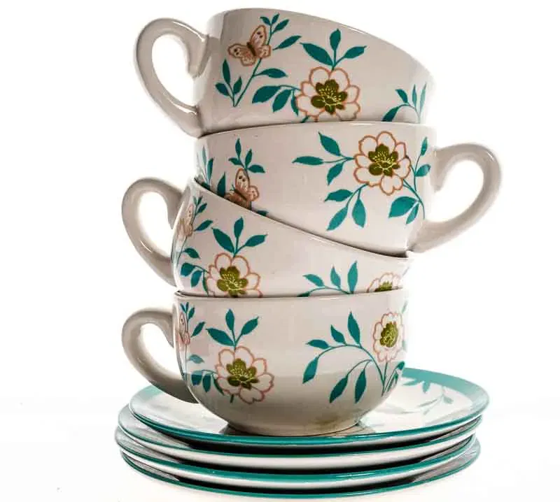 4 Tassen Teetassen & Unterteller Laura Ashley Blumenmotiv - Bild 4