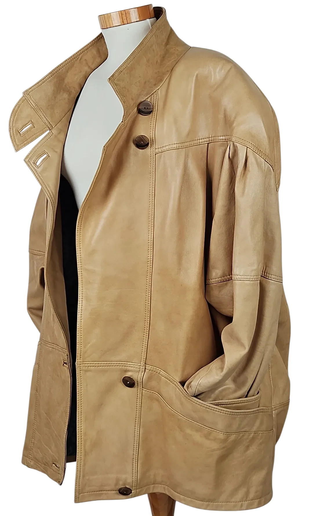 UNO MOMENTO Vintage Damen Lederjacke, hellbraun - Gr. XXXL  – Bild 3