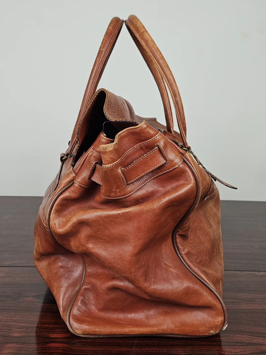Texier Vintage Leder Reisetasche, braun  – Bild 3