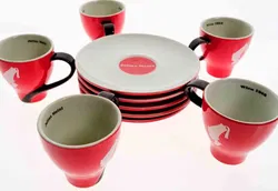 JULIUS MEINL 10-teiliges Set aus Espresso- und Untertassen in rot-weiß-braun - Bild 4
