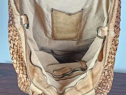  Damen Leder Handtasche - hellbraun - Bild 3