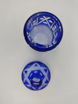 Kristall Zuckerdose in blau - Bild 2