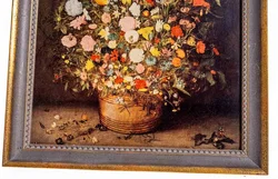 Druck von einem Gemälde mit Blumenmotiv und goldenem Holzrahmen von Jan Brueghel Nature morte aux fleurs - Bild 2