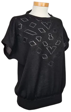 ACRYL Vintage Damen Shirt, schwarz - Gr. L  - Bild 2