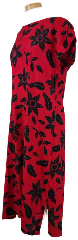 Rotes Damen Kleid mit schwarzem Blumendruck, Gr. L - Bild 4