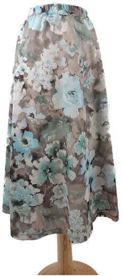 Zweiteiler kurzarm mit Rundhalsausschnitt und Knopfleiste, weiß/türkis/grau gemustert, Größe 46 - Bild 4