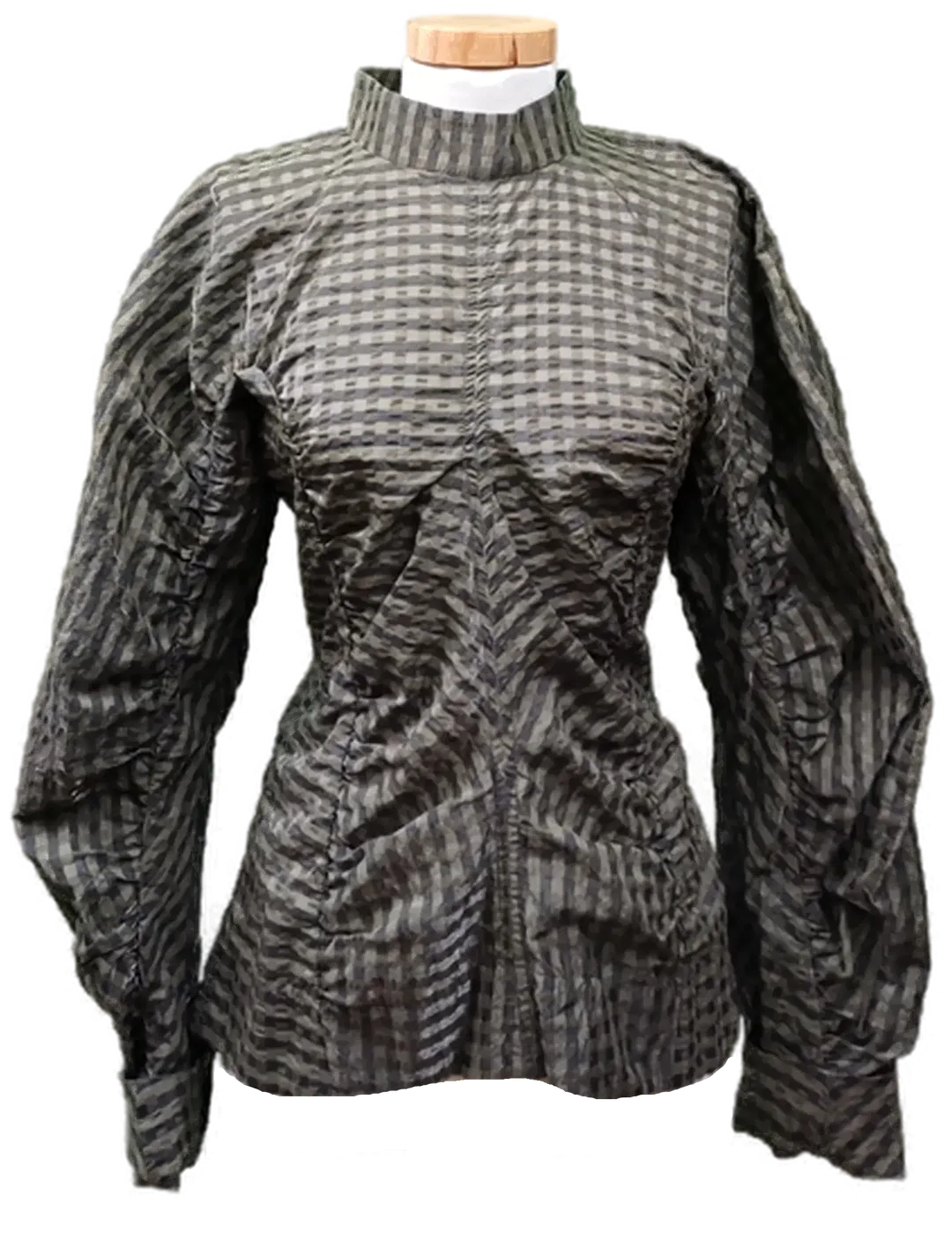 Ganni Damenbluse grün/grau kariert Gr. L  - Bild 4