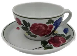 Lilien Porzellan Alpenflora Set (5 Tassen +5 Untertassen) Vintage - Bild 1