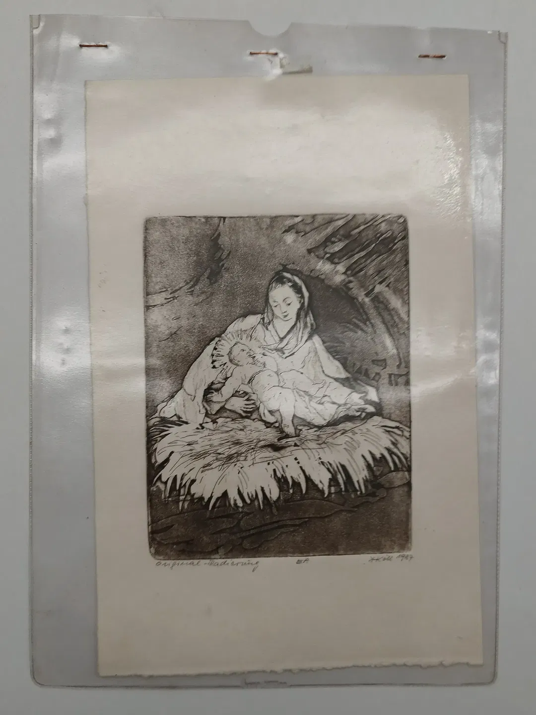 Original Radierung der Geburt Christi - Köll 1987 - Bild 4