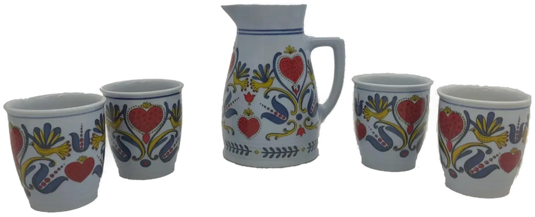 Weingarnitur Keramik-Set (5-teilig) im Folklore-Dekor - Bild 4