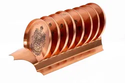 Vintage Untersetzer Set mit Halterung aus Kupfer (8 Stück) - Bild 2