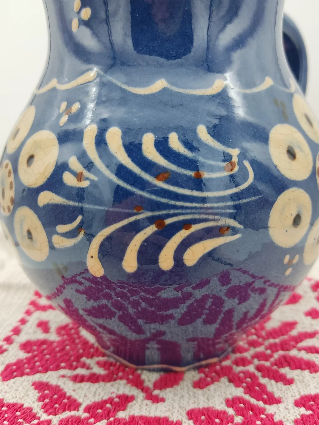 Keramikkrug blau mit Blumenmotiv | Landhaus – Bild 8