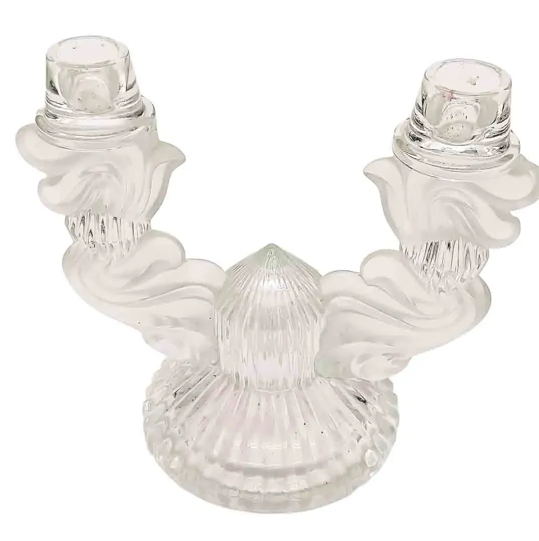 Vintage-Kerzenleuchter aus Glas mit zwei Flammen - Bild 4