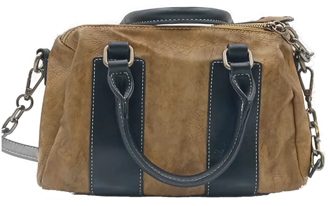 Damen Handtasche mit Nieten/ Kettendetails braun/schwarz – Bild 3