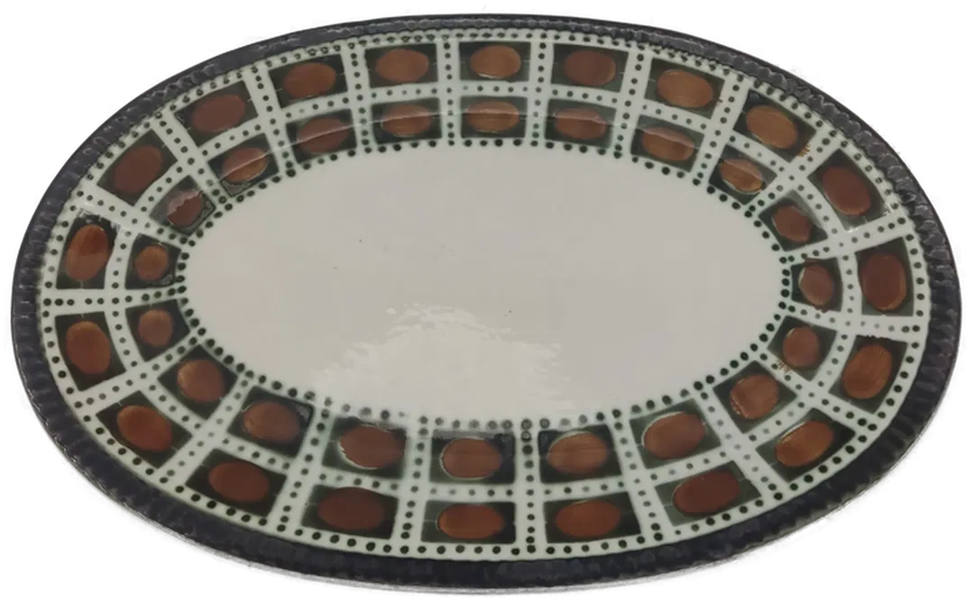 Boch Belgium Servierplatte oval grün/ocker - Bild 1