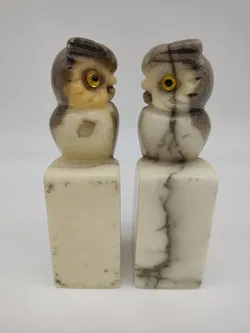 2er Set Eulen Buchstützen aus Stein - Bild 4