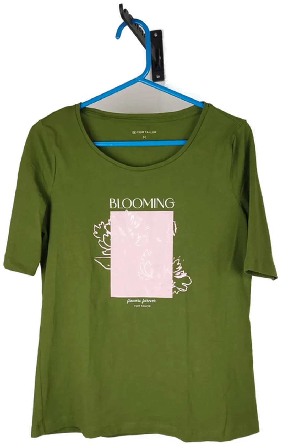 Tom Tailor Damen T-Shirt Grün Mit Rosa Blumenprint | Jeans-Begleiter - Bild 1